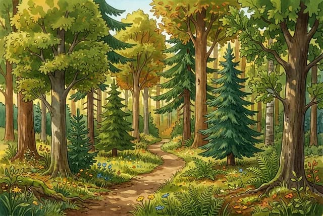 Themenbild zu Der Wald · Baum, Stockwerke, Waldformen und Nutzen