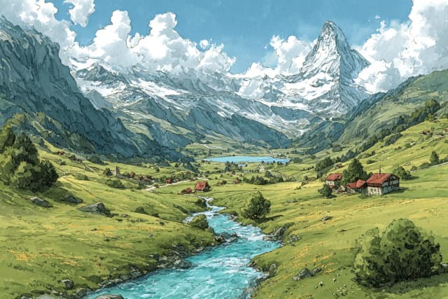 Themenbild zu Flüsse, Seen und Berge der Schweiz